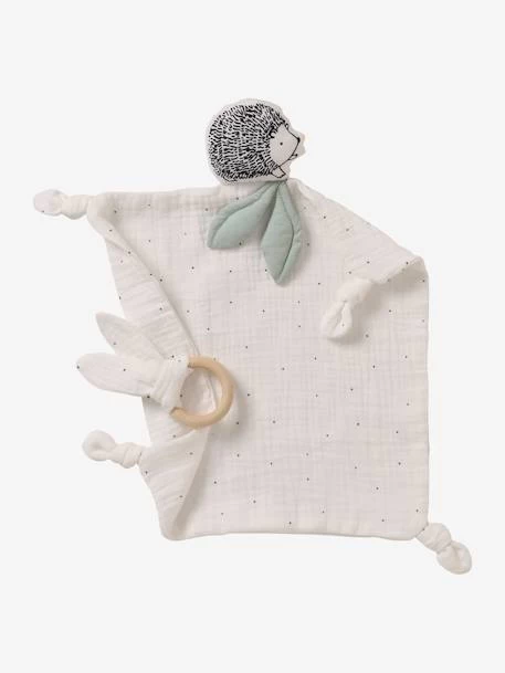 Doudou Carré En Coton Bio* Et Polyester + Hochet Rond LOVELY NATURE Blanc Moyen Uni Avec Decor - Vertbaudet 1 Doudou Carré En Coton Bio* Et Polyester + Hochet Rond LOVELY NATURE Blanc Moyen Uni Avec Decor - Vertbaudet