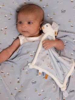 Doudou Carré Mouette - Sailors Bay - LITTLE DUTCH Bleu Grisé - Little Dutch -Baby Dreams Soldes doudou carre mouette sailors bay little dutch 2