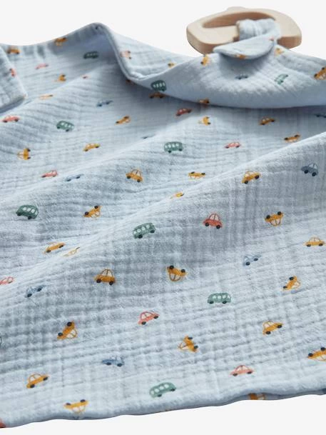 Doudou En Gaze De Coton + Hochet Bois EN VOITURE SIMON Multicolore - Vertbaudet 5 Doudou En Gaze De Coton + Hochet Bois EN VOITURE SIMON Multicolore - Vertbaudet – Image 5