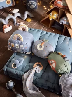 Doudou En Gaze De Coton + Hochet En Bois PETIT DINO Multicolore - Vertbaudet -Baby Dreams Soldes doudou en gaze de coton hochet en bois petit dino 4