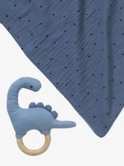 Doudou En Gaze De Coton + Hochet En Bois PETIT DINO Multicolore - Vertbaudet -Baby Dreams Soldes doudou en gaze de coton hochet en bois petit dino 5