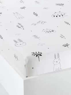 Drap Housse Bébé FORET MAGIQUE Blanc / Noir - Vertbaudet
