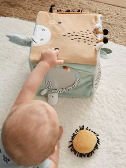 Grand Cube D'activités En Tissu TANZANIE Multicolore - Vertbaudet -Baby Dreams Soldes grand cube dactivites en tissu tanzanie 4