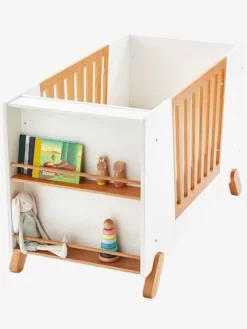 Lit Bébé Avec Barrière Amovible + Rangement Bibliothèque LIGNE PIROUETTE Blanc - Vertbaudet -Baby Dreams Soldes lit bebe avec barriere amovible rangement bibliotheque ligne pirouette 3