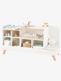 Lit Combiné 4 En 1 évolutif Avec Rangements Et Table à Langer COMBINID Blanc / Bois - Vertbaudet -Baby Dreams Soldes lit combine 4 en 1 evolutif avec rangements et table a langer combinid 2