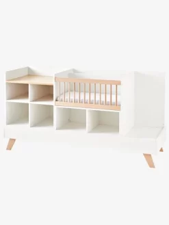Lit Combiné 4 En 1 évolutif Avec Rangements Et Table à Langer COMBINID Blanc / Bois - Vertbaudet -Baby Dreams Soldes lit combine 4 en 1 evolutif avec rangements et table a langer combinid 3