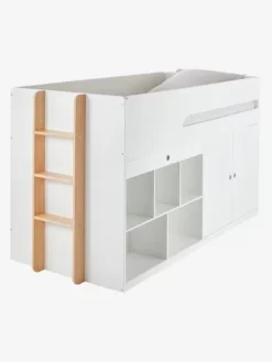 Lit Mi Hauteur Avec Bureau Coulissable Combiné CAMELEO Blanc Mate - Vertbaudet -Baby Dreams Soldes lit mi hauteur avec bureau coulissable combine cameleo 4