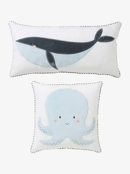 Lot De 2 Coussins SOUS L'OCÉAN Bleu - Vertbaudet 1 Lot De 2 Coussins SOUS L'OCÉAN Bleu - Vertbaudet