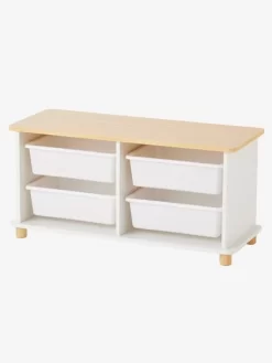 Meuble De Rangement + 4 Bacs LIGNE PTILOU Blanc/bois - Vertbaudet -Baby Dreams Soldes meuble de rangement 4 bacs ligne ptilou 2