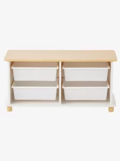 Meuble De Rangement + 4 Bacs LIGNE PTILOU Blanc/bois - Vertbaudet -Baby Dreams Soldes meuble de rangement 4 bacs ligne ptilou 3