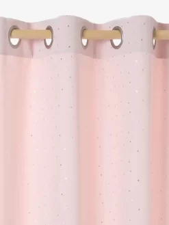Rideau Occultant Etoiles D'argent Rose Imprimé étoiles - Vertbaudet
