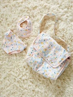 Sac à Langer Poupon + Couche + Bavoir En Gaze De Coton Rose - Vertbaudet -Baby Dreams Soldes sac a langer poupon couche bavoir en gaze de coton 2