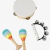 Set 3 Instruments : Maracas, Tambourin, Grelots En Bois FSC® Multicolore - Vertbaudet