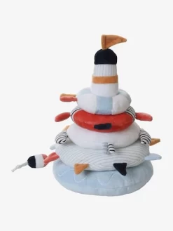 Tour à Empiler En Tissu LEON SUR LE PONTON Multicolore - Vertbaudet -Baby Dreams Soldes tour a empiler en tissu leon sur le ponton 2