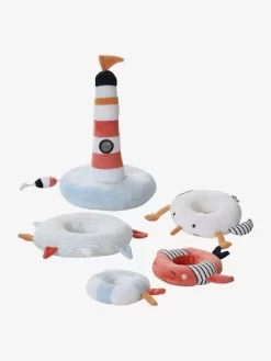 Tour à Empiler En Tissu LEON SUR LE PONTON Multicolore - Vertbaudet -Baby Dreams Soldes tour a empiler en tissu leon sur le ponton 3