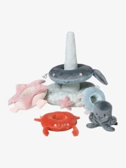 Tour à Empiler En Tissu SOUS L'OCÉAN Gris - Vertbaudet -Baby Dreams Soldes tour a empiler en tissu sous locean 2